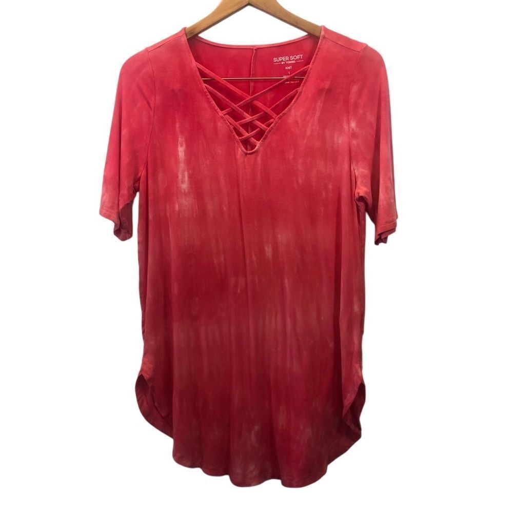 Torrid Super Soft Pink Tie Dye Tunic Tee Short Sleeve Size 1 Equal Size Small US